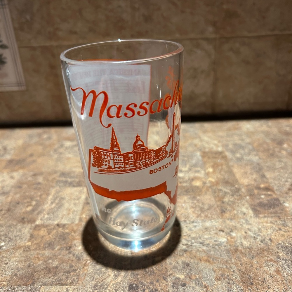 Massachusetts Souvenir 5” Tall Glass